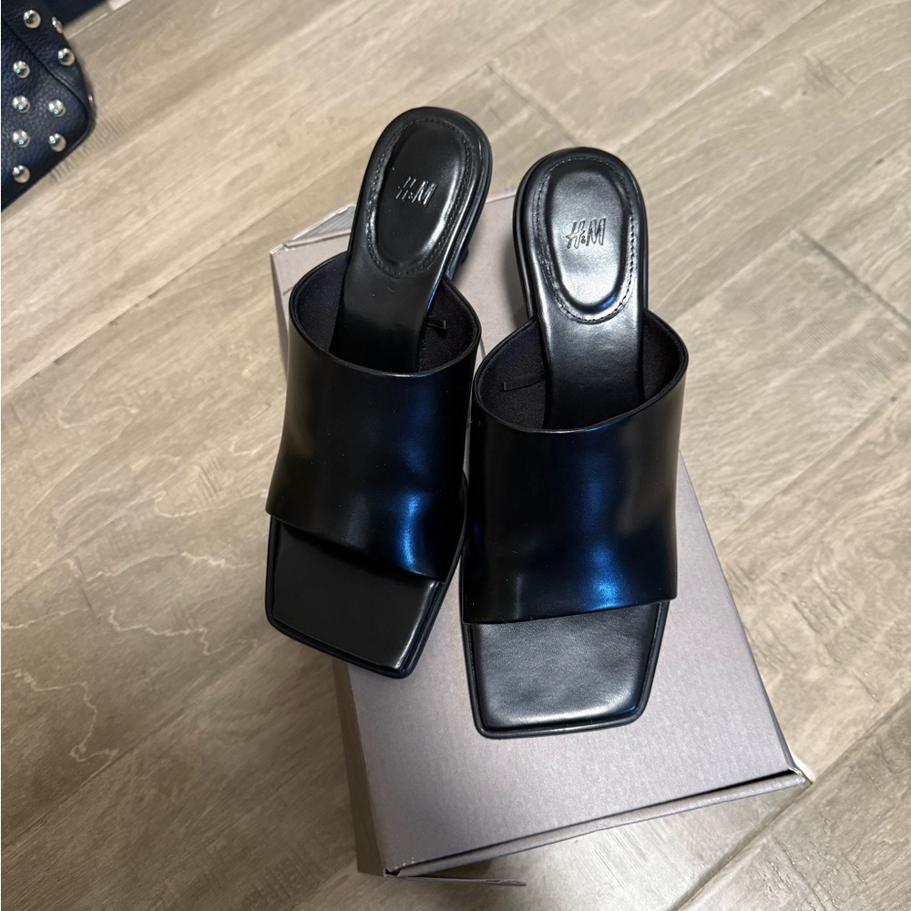 H&M Glossy Black Women's Mules